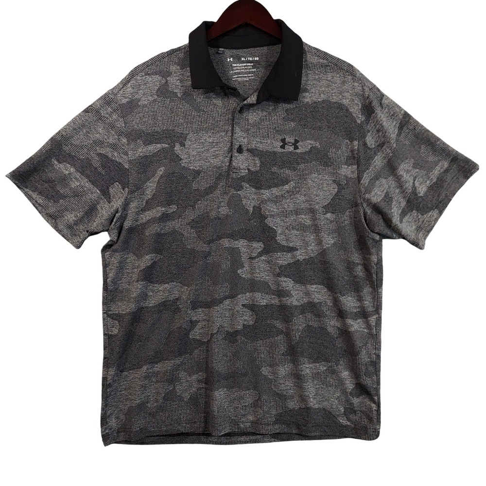 Under Armour Playoff Polo Mens XL Gray Camo Short Sleeve Golf Shirt 12559